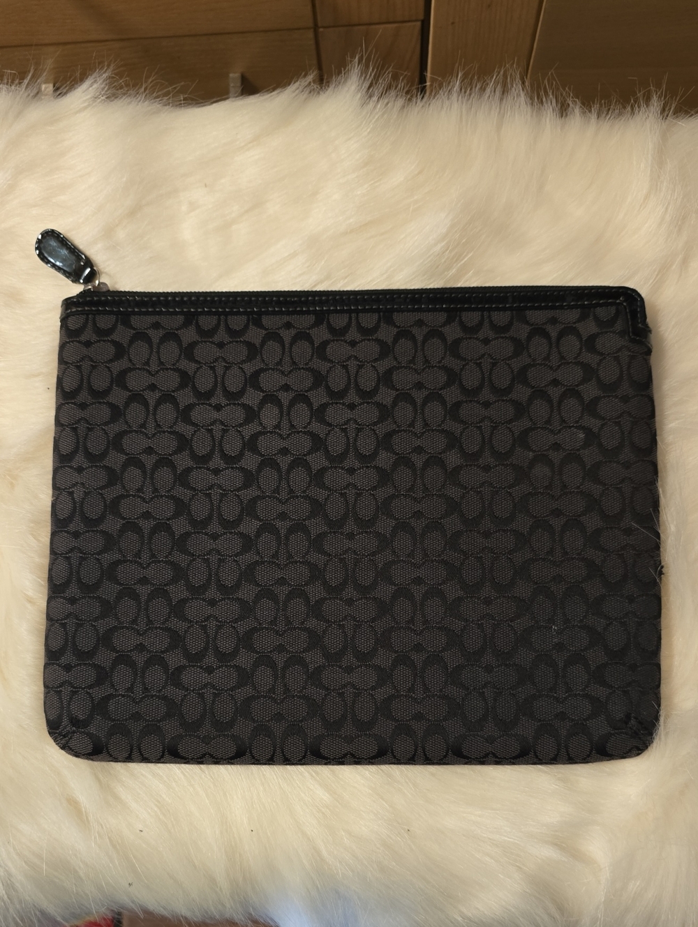 Coach Signature Jacquard Pouch Black & Gray